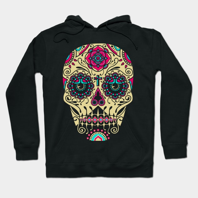 Day of the Dead Deco Skull 3 Hoodie by qetza